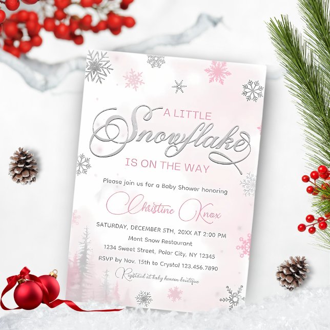Little Snowflake is on the Way Winter Baby Shower Invitation (Creator Uploaded)