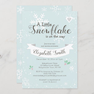 Little snowflake on the way baby shower invitation