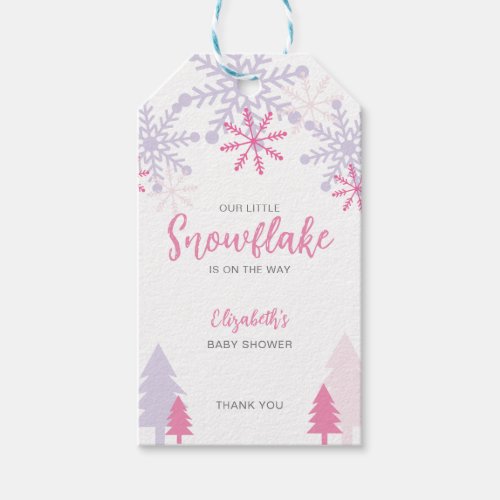 Little Snowflake on the way Baby Shower Winter Gift Tags