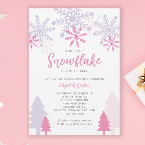 Little Snowflake on the way Baby Shower Winter Invitation