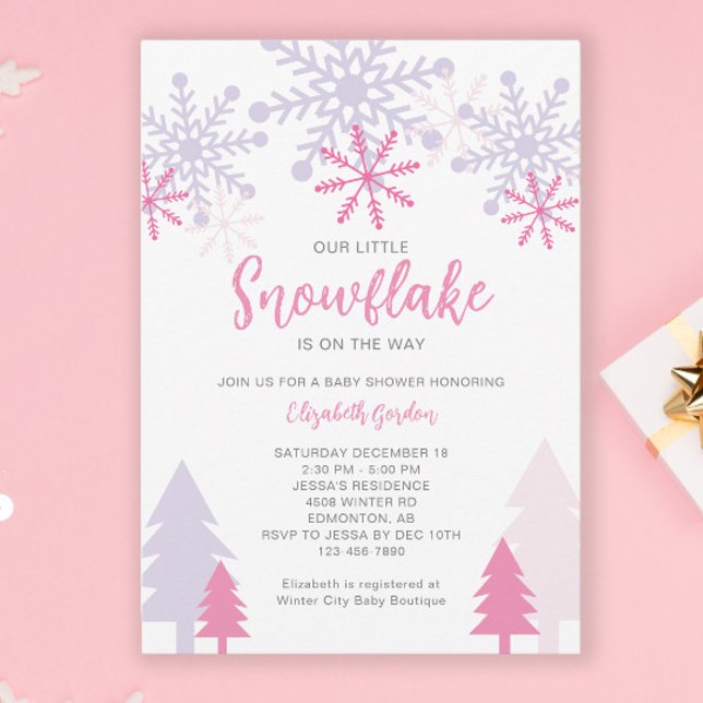 Little Snowflake on the way Baby Shower Winter Invitation (Creator Uploaded)