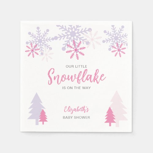 Little Snowflake on the way Baby Shower Winter Napkins