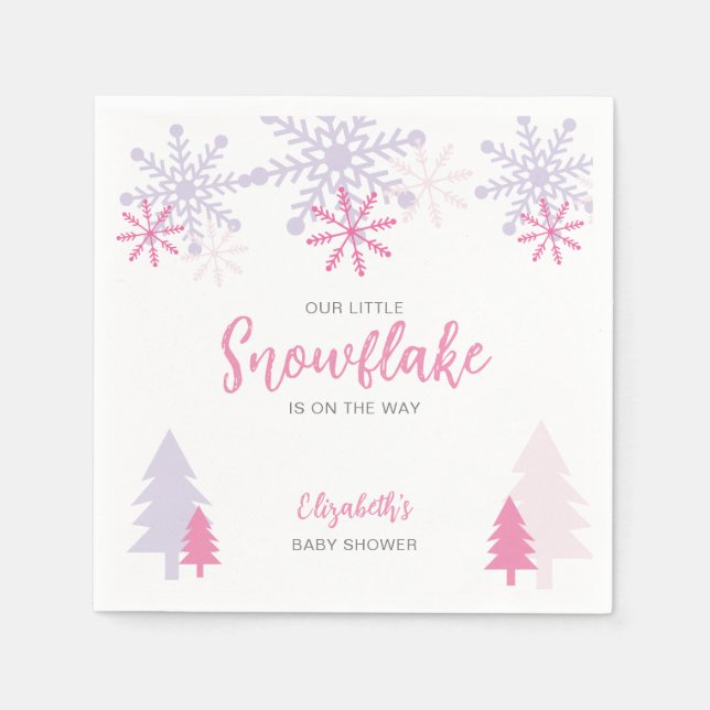 Little Snowflake on the way Baby Shower Winter Napkins (Front)