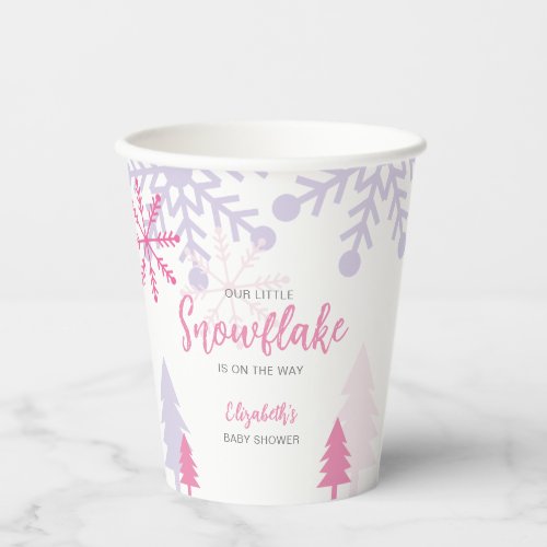 Little Snowflake on the way Baby Shower Winter Paper Cups