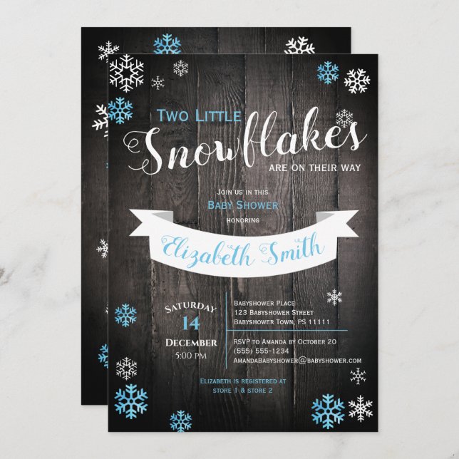 Little snowflake on the way babyshower invitation (Front/Back)