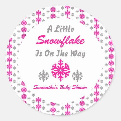 Little Snowflake On The Way Classic Round Sticker