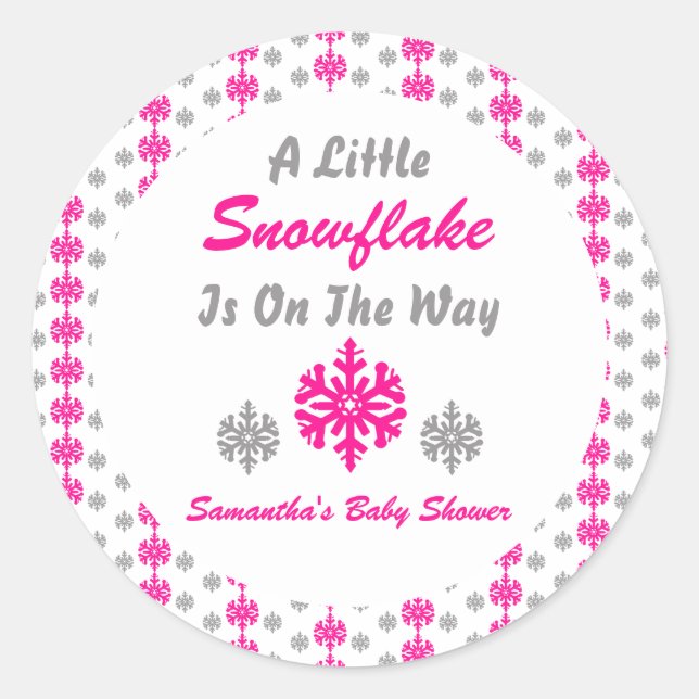 Little Snowflake On The Way Classic Round Sticker (Front)