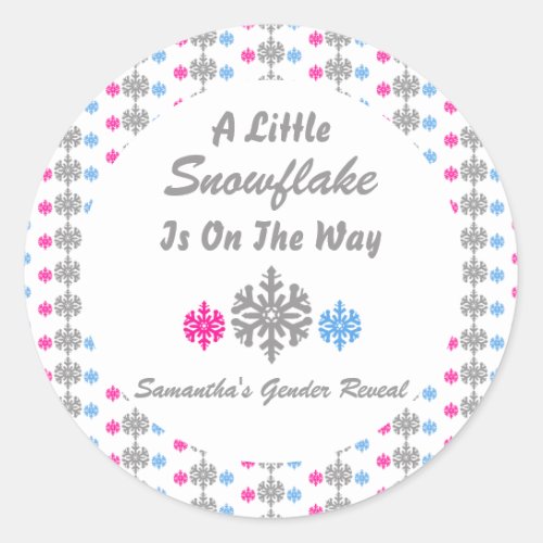 Little Snowflake On The Way Classic Round Sticker