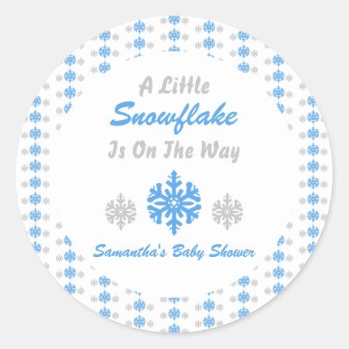 Little Snowflake On The Way Classic Round Sticker