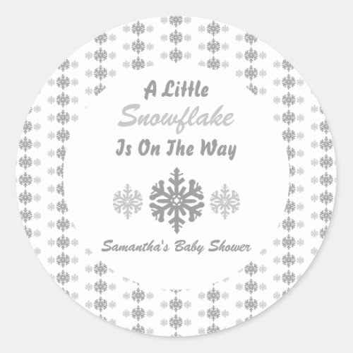 Little Snowflake On The Way Classic Round Sticker