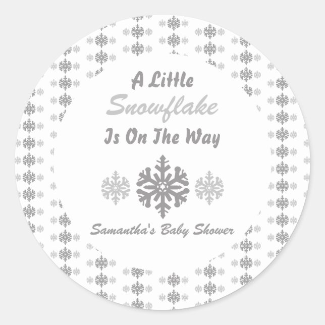 Little Snowflake On The Way Classic Round Sticker (Front)