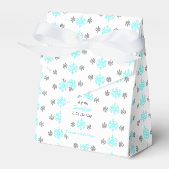 Little Snowflake On The Way Favor Boxes (Front Side)