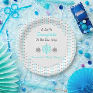 Little Snowflake On The Way Paper Plates