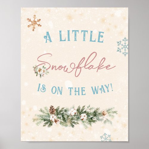 Little Snowflake On The Way Winter Baby Shower Pos Poster