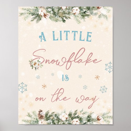 Little Snowflake On The Way Winter Baby Shower Poster