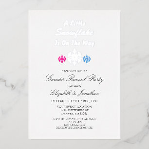Little Snowflake On The Way Winter Gender Reveal Foil Invitation