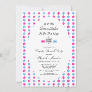 Little Snowflake On The Way Winter Gender Reveal Invitation
