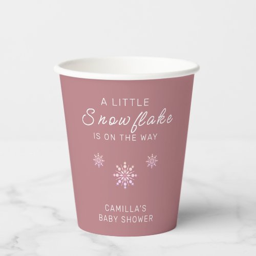 Little Snowflake Pink Baby Shower  Paper Cups