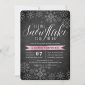 Little Snowflake Pink Chalkboard Baby Shower Invitation (Front)