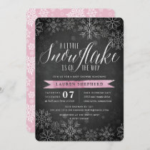 Little Snowflake Pink Chalkboard Baby Shower Invitation