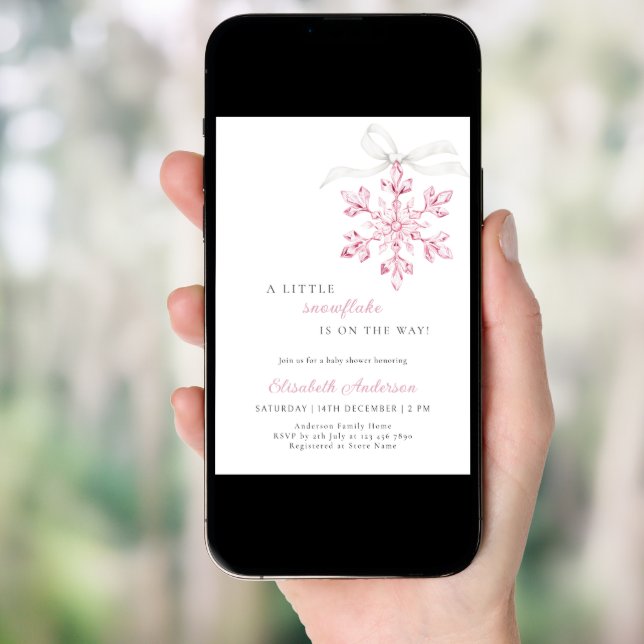 Little Snowflake Pink Girl Baby Shower Invitation (Front Digital)