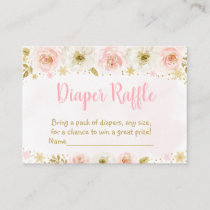 Little Snowflake Pink Gold Diaper Raffle Enclosure Card