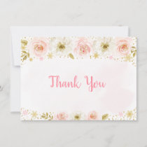 Little Snowflake Pink Gold Winter Thank You Card