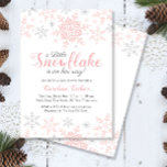 Little Snowflake Pink Silver Glitter Baby Shower Invitation<br><div class="desc">This design features a simply elegant snowflake design in pink and silver glitter. The collection of coordinating products as well as additional color options are available in our shop, zazzle.com/store/doodlelulu. Contact us if you need this design applied to a specific product to create your own unique matching item! Thank you...</div>