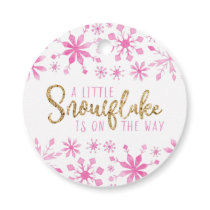 Little Snowflake Pink Watercolor Baby Shower Favor Tags
