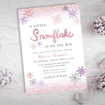 Little Snowflake Pink Winter Girl Baby Shower Invitation