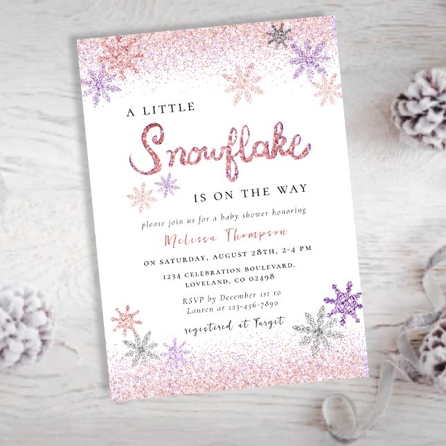 Little Snowflake Pink Winter Girl Baby Shower Invitation (Creator Uploaded)