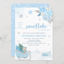 Little Snowflake Teddy Bear Winter Baby Shower Boy Invitation