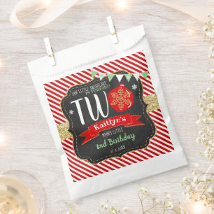 Little Snowflake Turning 2! Christmas 2nd Birthday Favor Bag