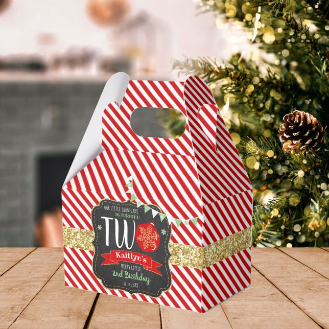 Little Snowflake Turning 2! Christmas 2nd Birthday Favor Boxes (Creator Uploaded)