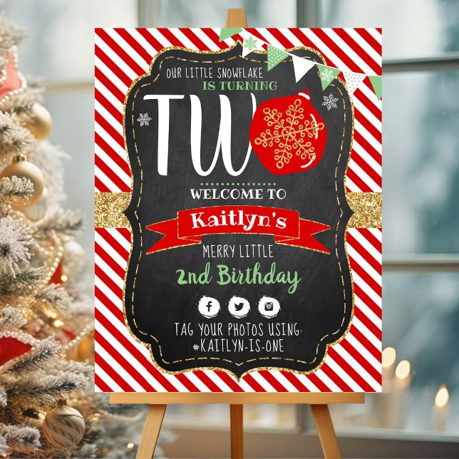 Little Snowflake Turning 2! Christmas 2nd Birthday Foam Board (Creator Uploaded)