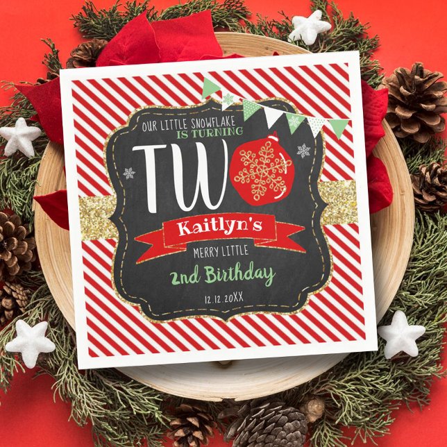 Little Snowflake Turning 2! Christmas 2nd Birthday Napkins (Creator Uploaded)