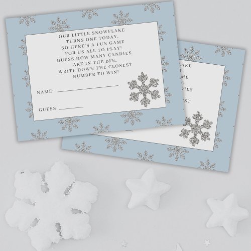Little Snowflake Winter 1st Birthday Guessing Game Enclosure Card