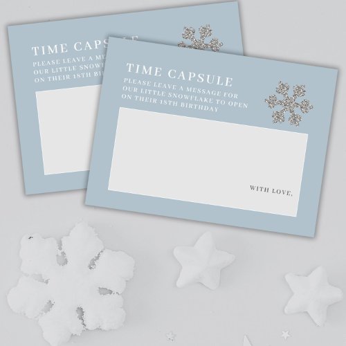 Little Snowflake Winter 1st Birthday Time Capsule Enclosure Card