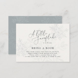 little snowflake winter baby shower bring a book b business card