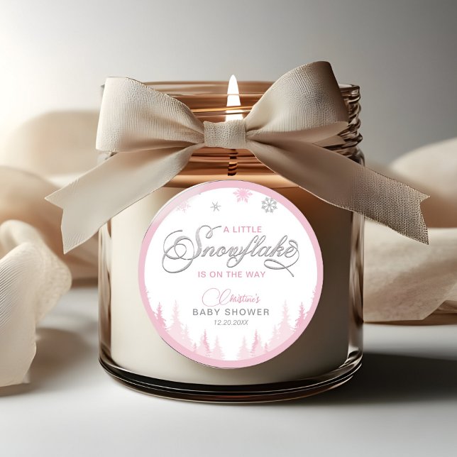 Little Snowflake Winter Baby Shower  Classic Round Sticker (Creator Uploaded)