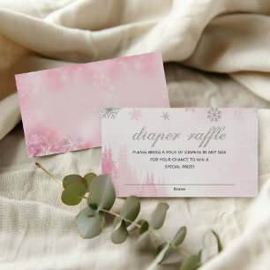 Little Snowflake Winter Baby Shower Diaper Raffle Enclosure Card