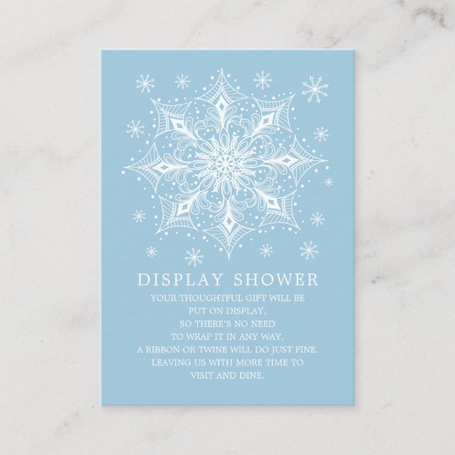 Little Snowflake Winter Baby Shower Display Shower Enclosure Card (Front)