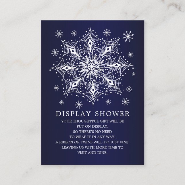 Little Snowflake Winter Baby Shower Display Shower Enclosure Card (Front)