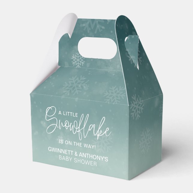 Little Snowflake Winter Baby Shower Favor Boxes (Front Side)