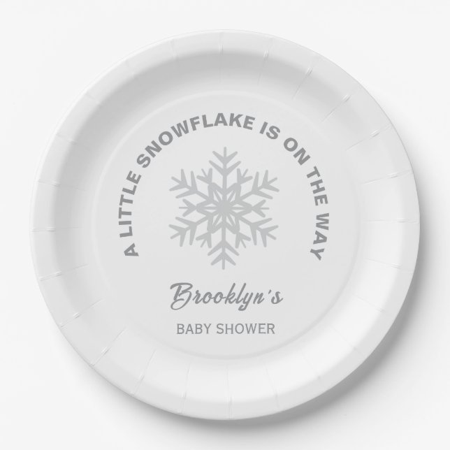 Little Snowflake Winter Baby Shower Gender Neutral Paper Plates (Front)