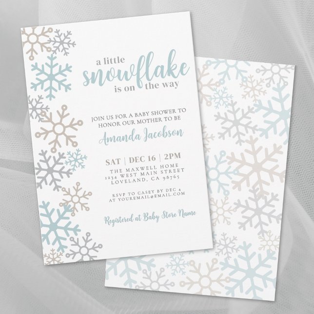 Little Snowflake Winter Baby Shower Invitation (Little Snowflake Winter Baby Shower Invitation)