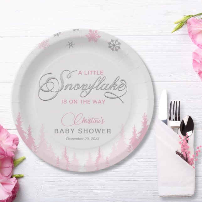 Little Snowflake Winter Baby Shower  Paper Plates (Creator Uploaded)