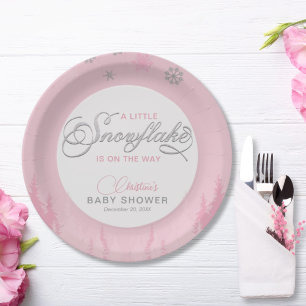 Little Snowflake Winter Baby Shower Paper Plates