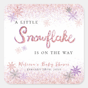 Little Snowflake Winter Girl Baby Shower Square Sticker