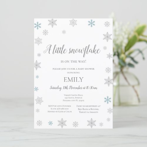 Little Snowflake Winter Invitation _ Baby Shower